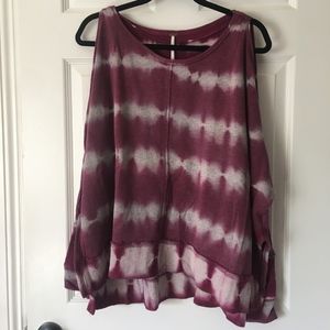 Free People Cold Shoulder Tie Dye Pullover